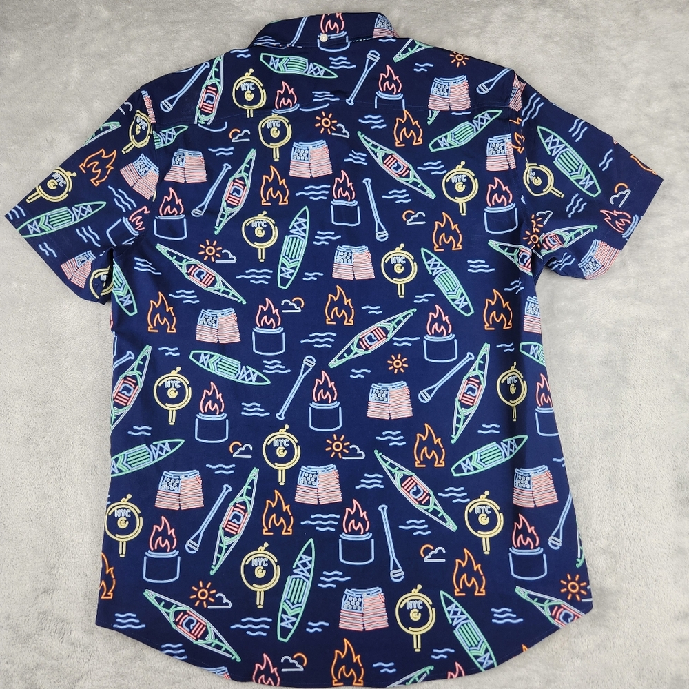 Chubbies Mens Button Up Shirt Neon Short Sleeve Size M Medium - Picture 8 of 8